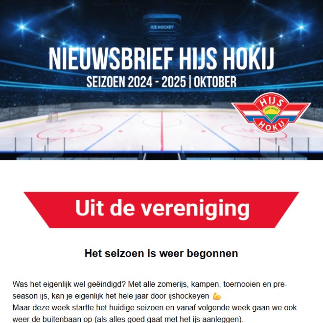 Screenshot nieuwsbrief Hijs VK