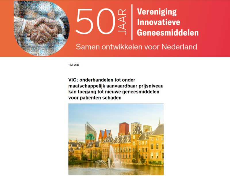 Screenshot nieuwsbrief VIG